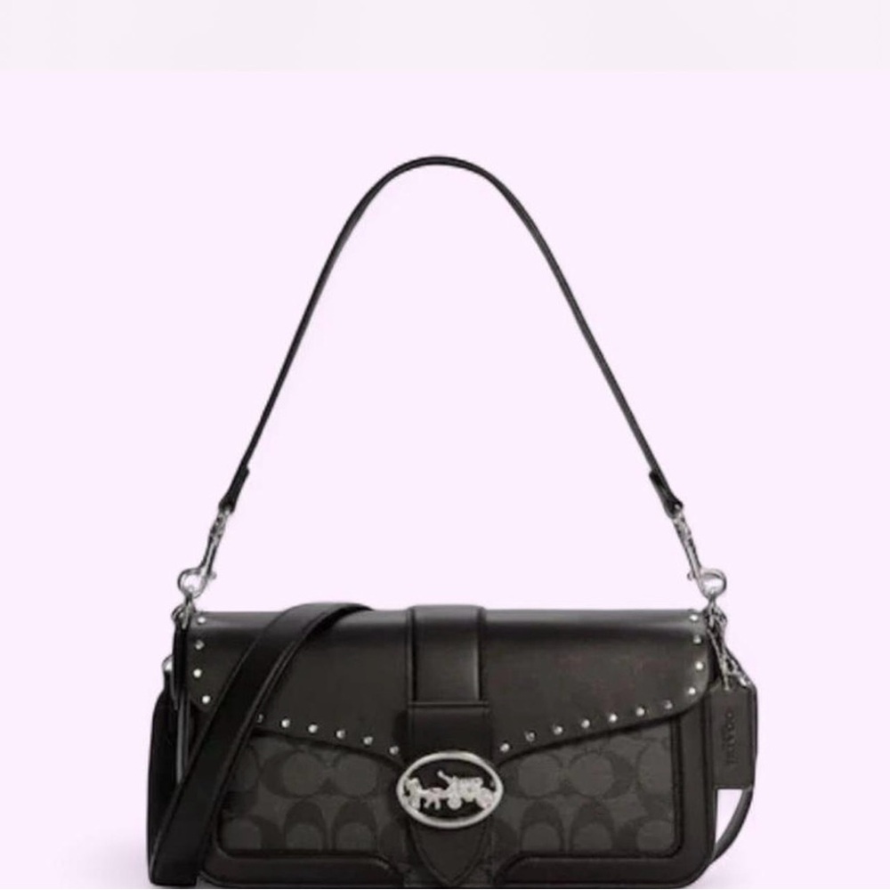 NWOT Coach Georgie Shoulder Bag in Signature Canvas with Rivets 5605